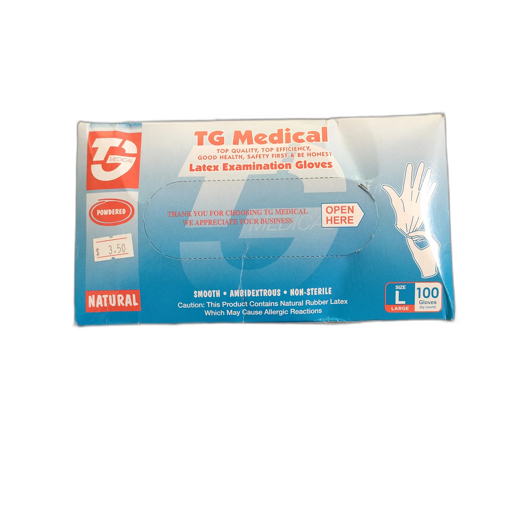 TG Medical Latex Examination Gloves — available at pharmacies in Cambodia on PharmKulen