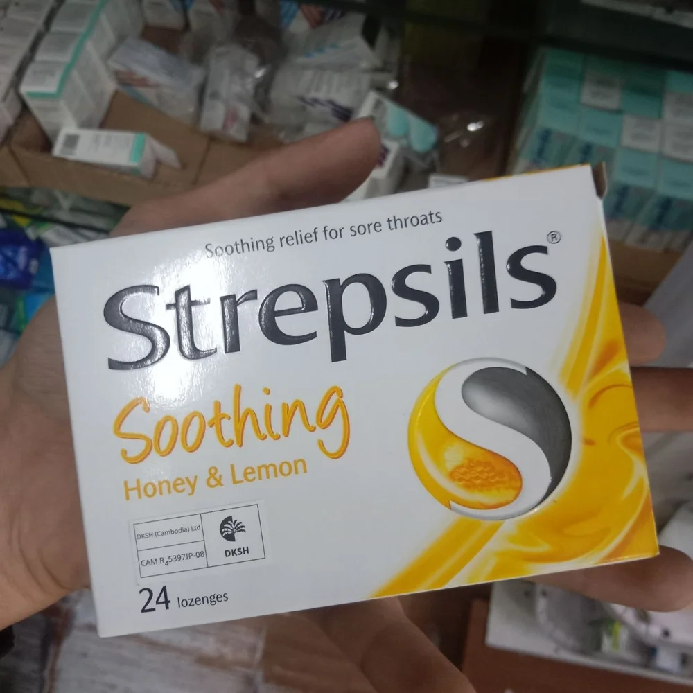 Strepsils Soothing Honey & Lemon — available at pharmacies in Cambodia on PharmKulen
