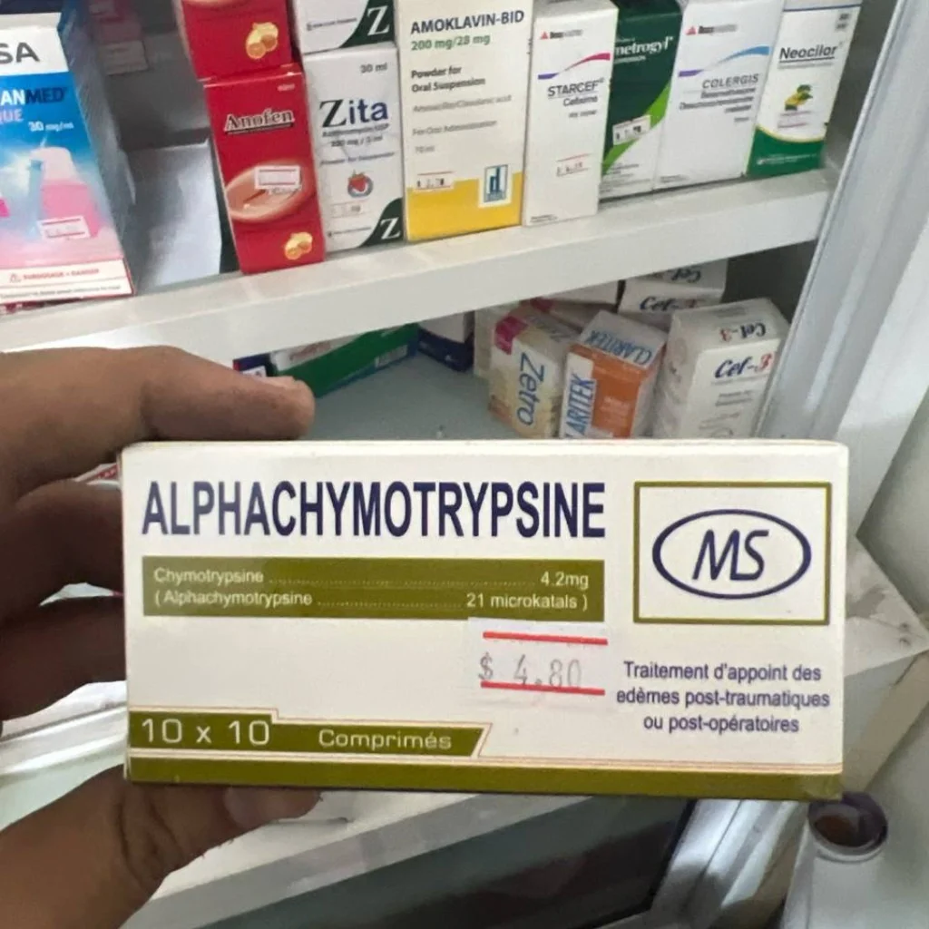 Alphachymotrypsine — available at pharmacies in Cambodia on PharmKulen