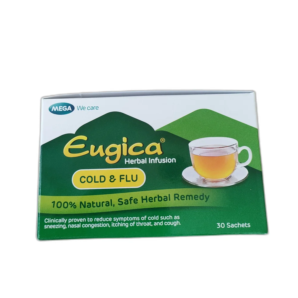 Eugica Herbal Infusion Cold & Flu — available at pharmacies in Cambodia on PharmKulen