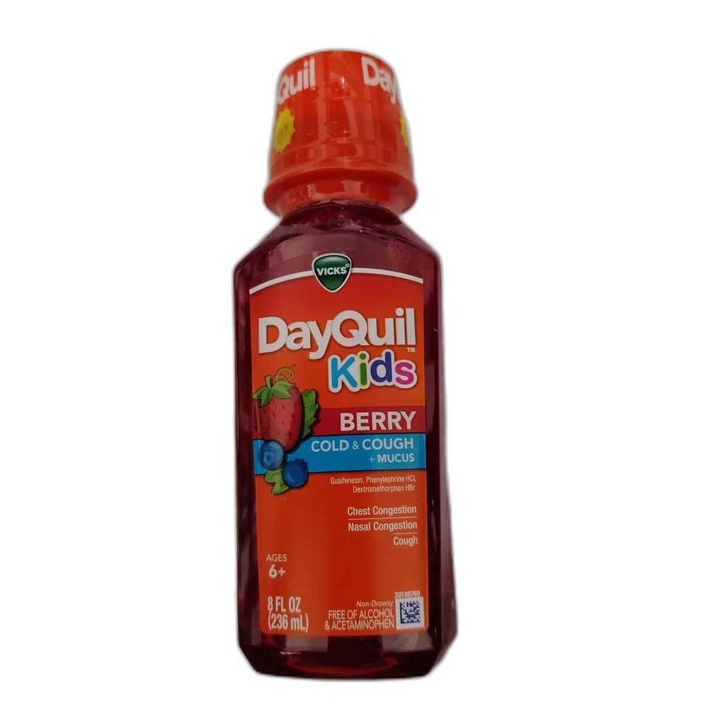 Vicks DayQuil Kids Berry Cold & Cough + Mucus — available at pharmacies in Cambodia on PharmKulen