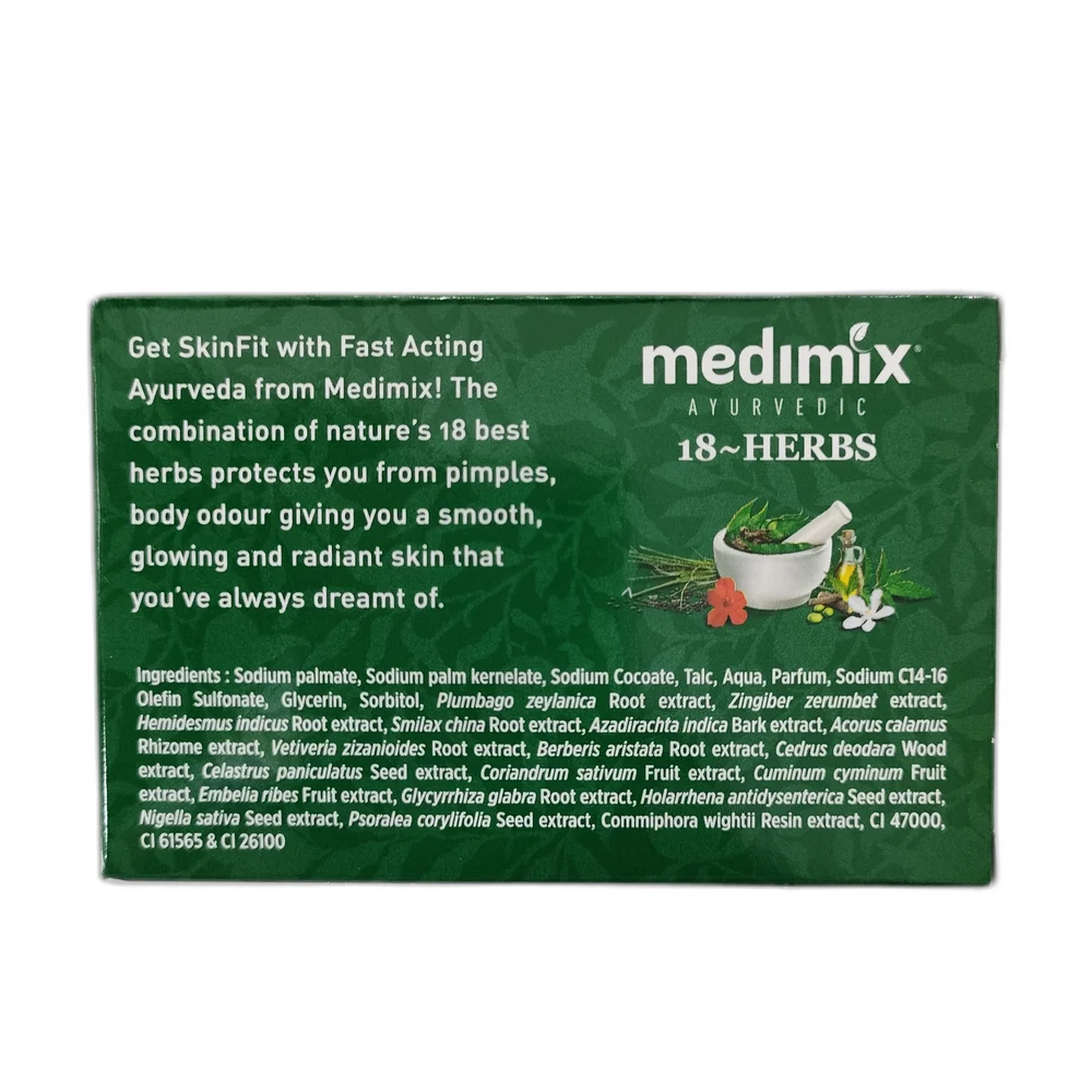 Medimix Ayurvedic 18 Herbs Soap — available at pharmacies in Cambodia on PharmKulen
