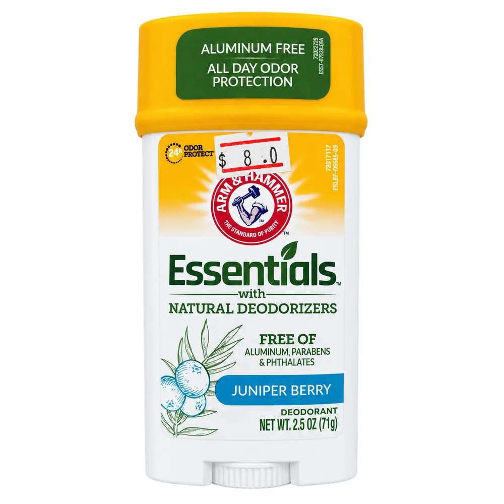 Arm & Hammer Essentials Juniper Berry Aluminum-Free Deodorant Stick (2.5 oz / 71g) — available at pharmacies in Cambodia on PharmKulen