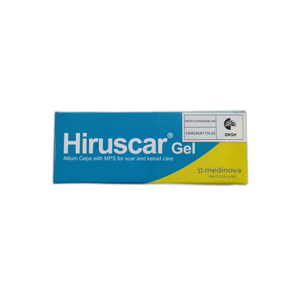 Hiruscar Gel — available at pharmacies in Cambodia on PharmKulen