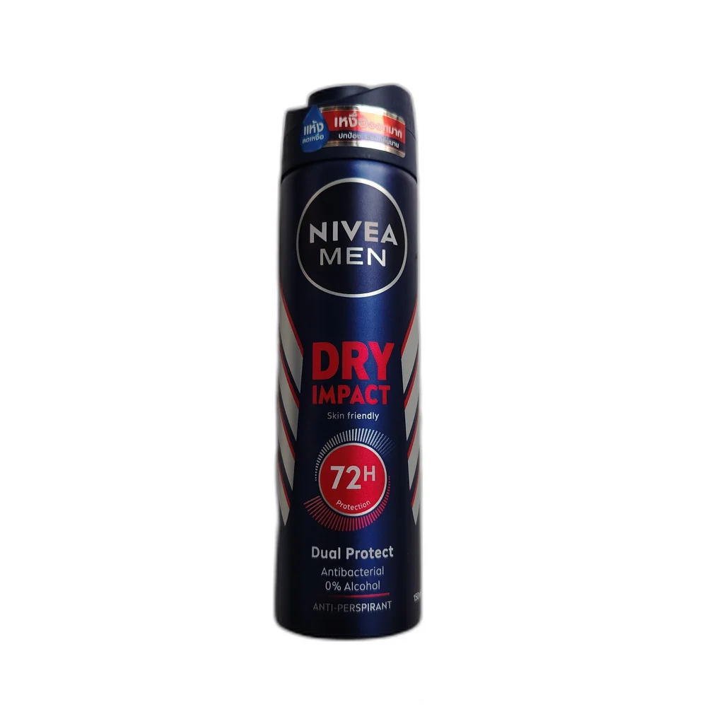 Nivea Men Dry Impact Anti-Perspirant Spray (Dual Protect, 72H, 0% Alcohol) 150ml — available at pharmacies in Cambodia on PharmKulen