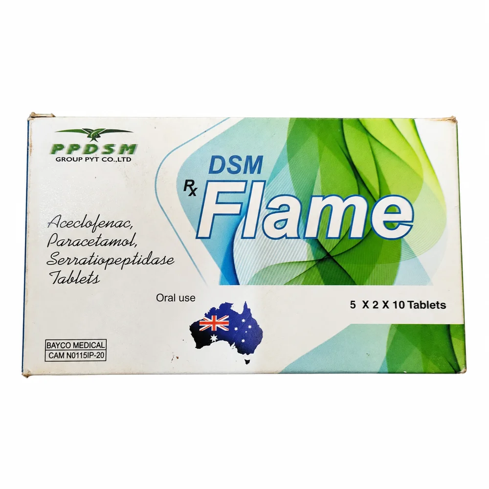 DSM Flame — available at pharmacies in Cambodia on PharmKulen