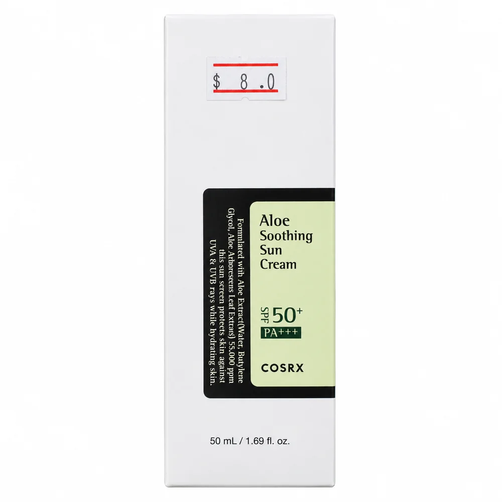 COSRX Aloe Soothing Sun Cream — available at pharmacies in Cambodia on PharmKulen