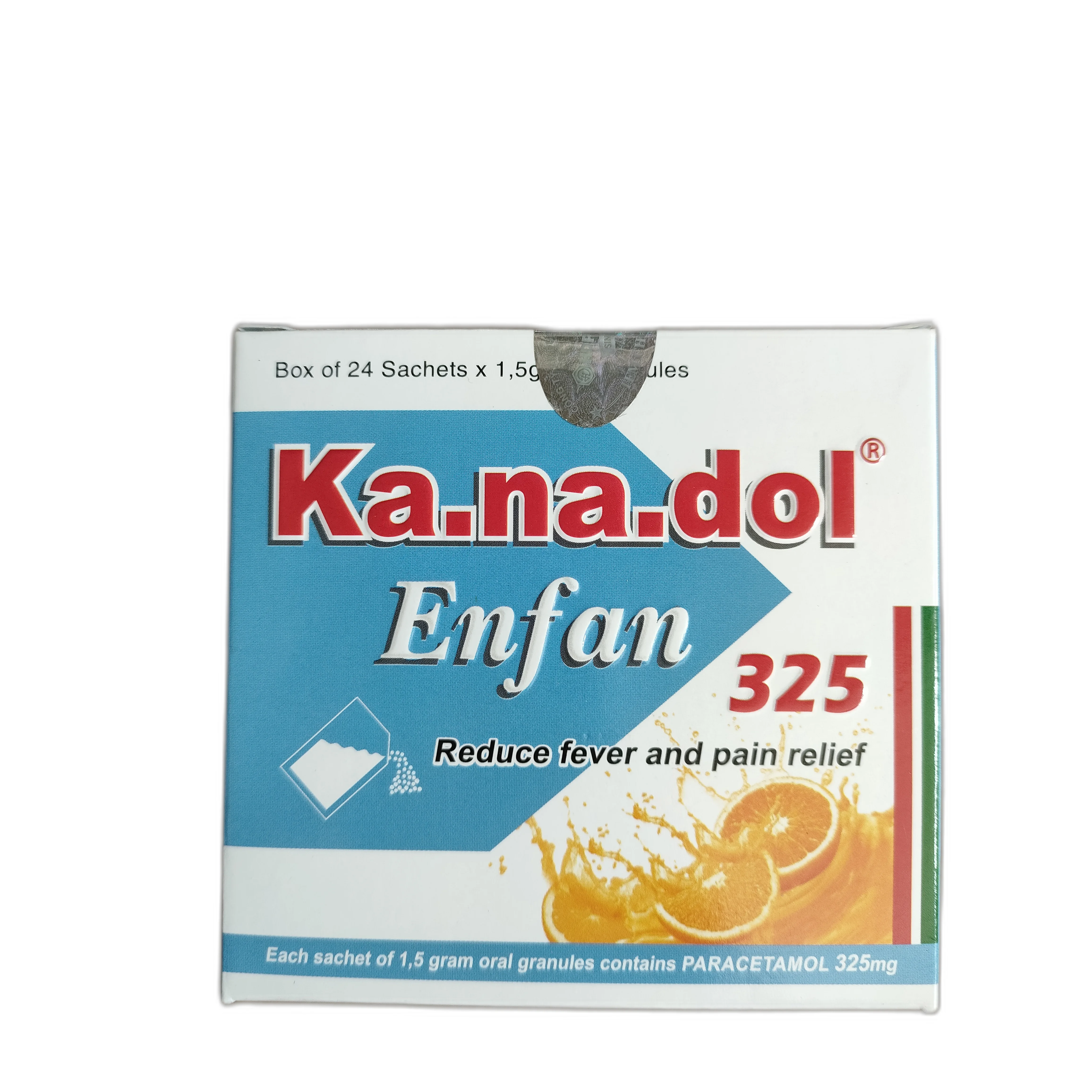 Ka.na.dol Enfan 325 — available at pharmacies in Cambodia on PharmKulen