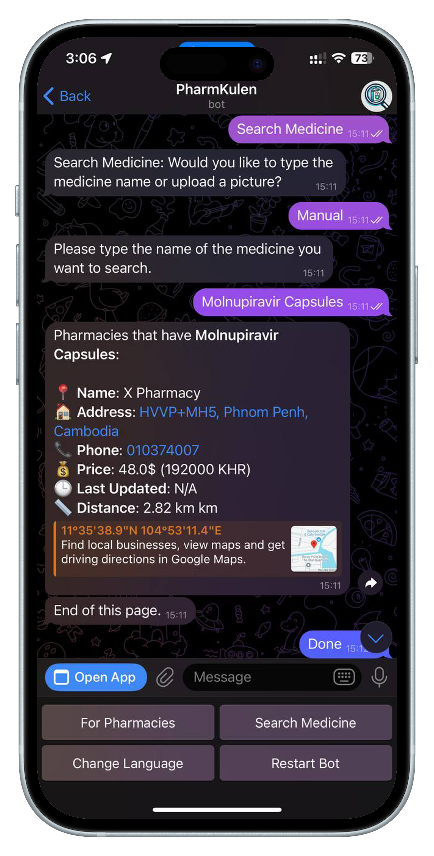 Pharmkulen Bot Chat Preview